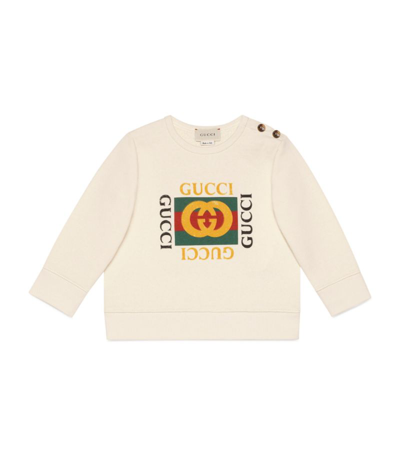 Shop Gucci Kids Cotton Logo Sweatshirt In White