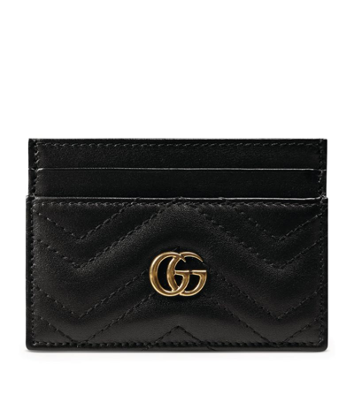 Shop Gucci Leather Gg Marmont Card Holder In Black