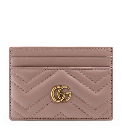Shop Gucci Leather Gg Marmont Card Holder In Pink