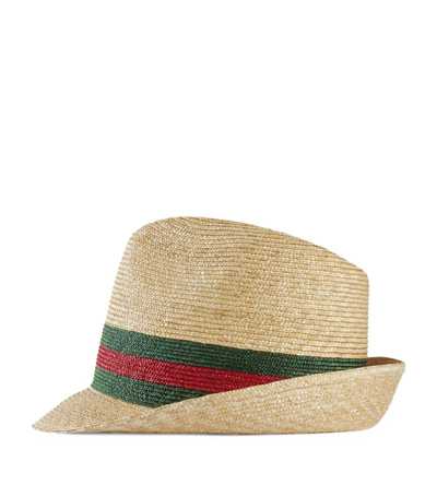 Shop Gucci Woven Straw Hat In White