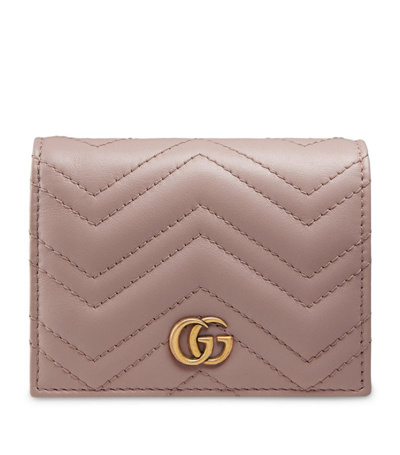 Shop Gucci Leather Gg Marmont Card Case In Pink