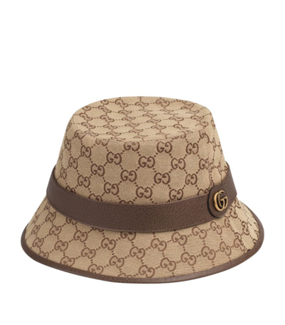 Shop Gucci Canvas Gg Supreme Bucket Hat In Neutrals