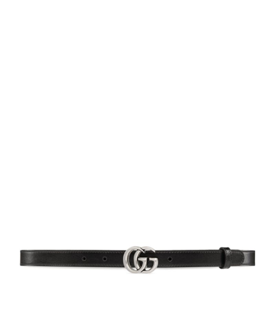 Shop Gucci Leather Gg Marmont Belt In Black