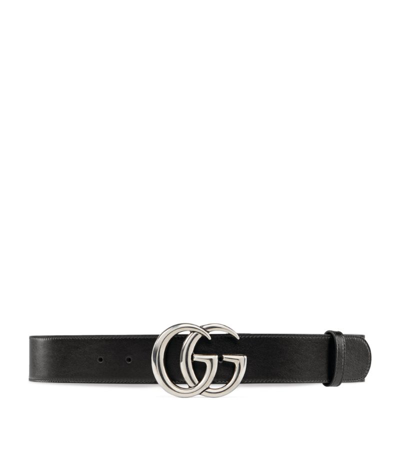 Shop Gucci Leather Gg Marmont Belt In Black