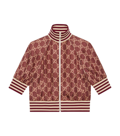 Shop Gucci Silk Gg Supreme Bomber Jacket In Red