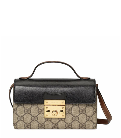 Shop Gucci Mini Gg Supreme Padlock Shoulder Bag In Neutrals