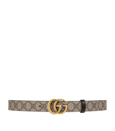 Shop Gucci Reversible Marmont Belt In Neutrals