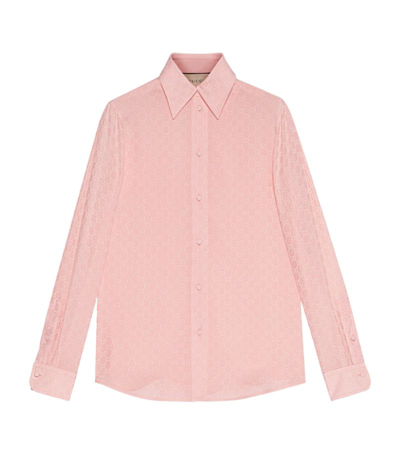 Shop Gucci Silk Gg Crêpe Shirt In Pink