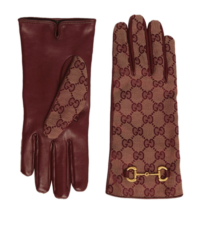 Shop Gucci Original Gg Canvas Horsebit Gloves In Brown