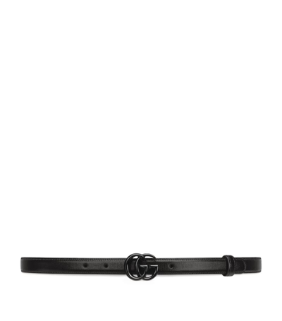 Shop Gucci Gg Marmont Thin Belt In Black