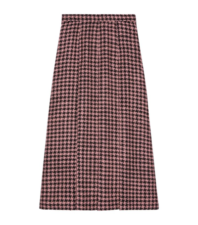 Shop Gucci Wool Houndstooth Skirt In Pink