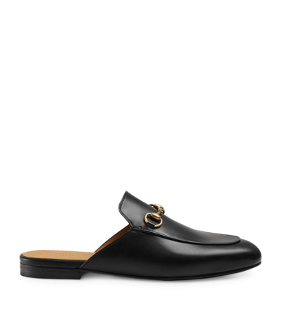 Shop Gucci Leather Princetown Slippers In Black