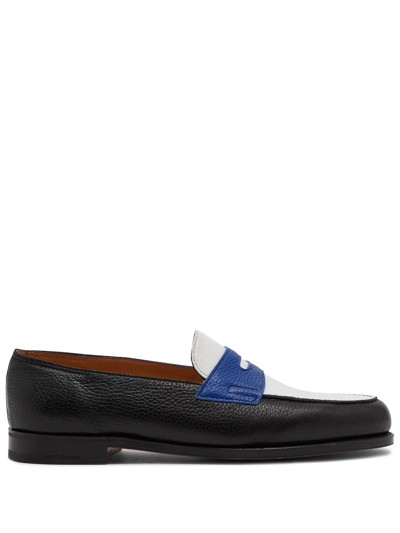 Shop John Lobb Lopez Colour-block Loafers In Black