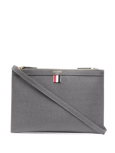 Shop Thom Browne Double Zip Crossbody Bag In Grey