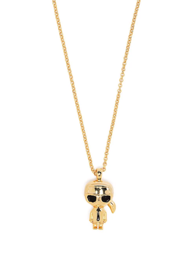 Shop Karl Lagerfeld Ikonik Karl Necklace In Gold