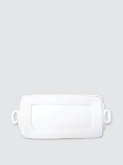 Shop Vietri Lastra Handled Rectangular Platter In White