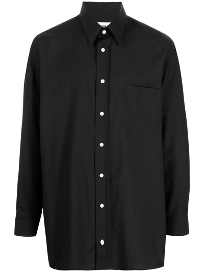 Shop Uniforme Oversize Cool Wool Shirt In Black