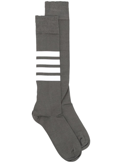 Shop Thom Browne 4-bar Stripe Socks In Grey