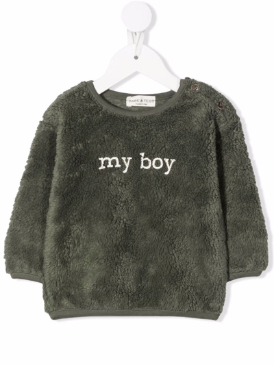 Shop Babe And Tess Faux Shearling Jumper In Green