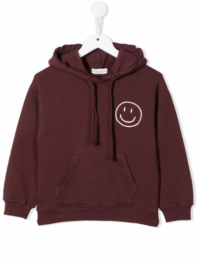 Shop Babe And Tess Smiley Face Cotton Hoodie In 红色
