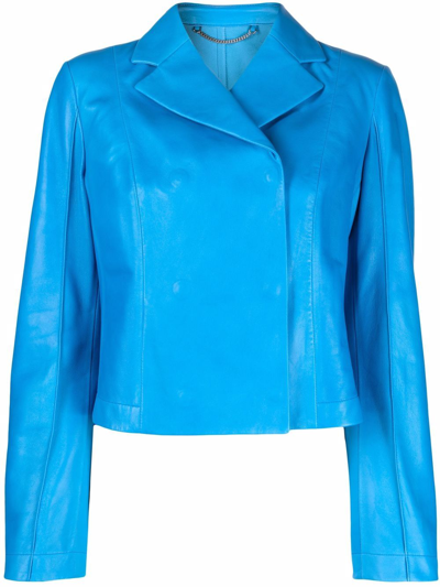 Ferragamo Notched-lapel Long-sleeve Jacket In 蓝色