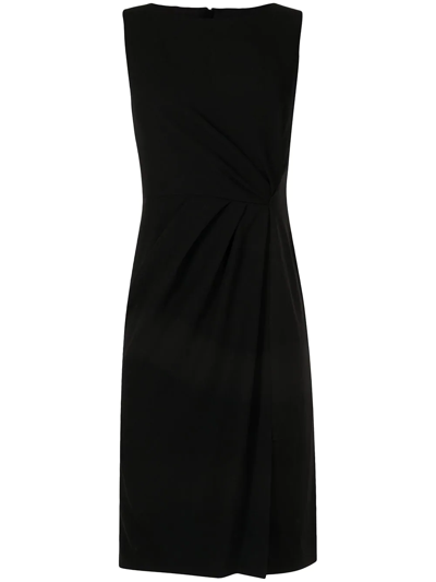 Shop Paule Ka Crepe Satin Fitted Dress In Black