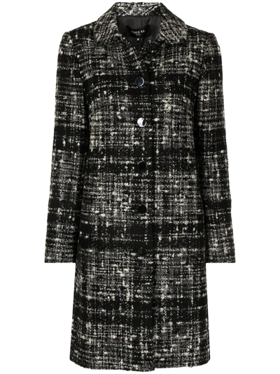 Shop Paule Ka Tweed Collared Coat In Black