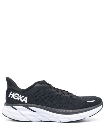 Shop Hoka One One Logo-print Lace-up Sneakers In Black