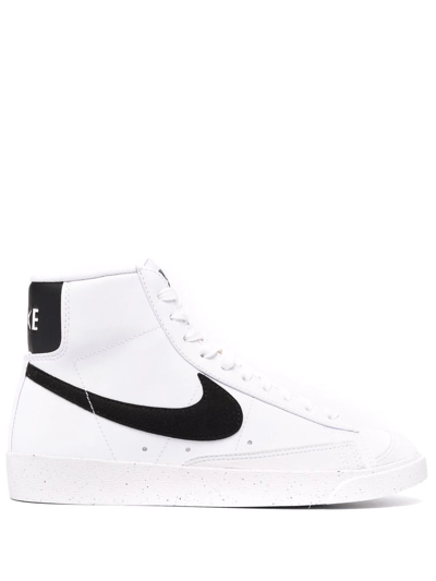 Nike Blazer Mid Suede-trimmed Leather High-top Sneakers In 白色