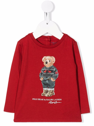 Shop Ralph Lauren Teddy Print T-shirt In 红色