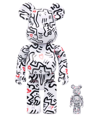 Shop Medicom Toy Be@rbrick Keith Haring 100% And 400% Figure Set In 白色