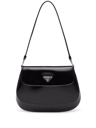 Shop Prada Cleo Leather Shoulder Bag In Black
