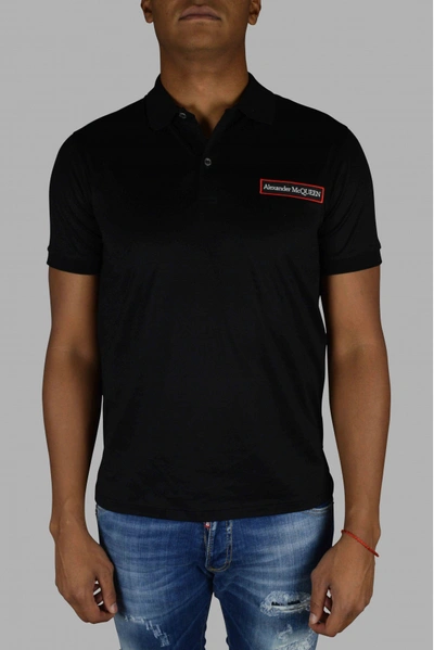Shop Alexander Mcqueen Men's Luxury Polo Shirt   Alexander Mc Queen Black Polo Shirt With Logo