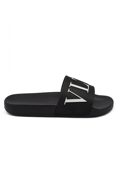 Shop Valentino Luxury Shoes For Women    Vltn Flip Flops In Black Rubber