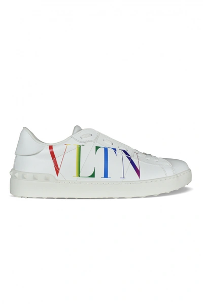 Shop Valentino Luxury Sneakers For Men    Garavani White Open Sneakers With Multicolored Logo