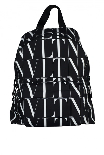 Shop Valentino Luxury Backpack    Garavani Black Backpack With Vltn Print