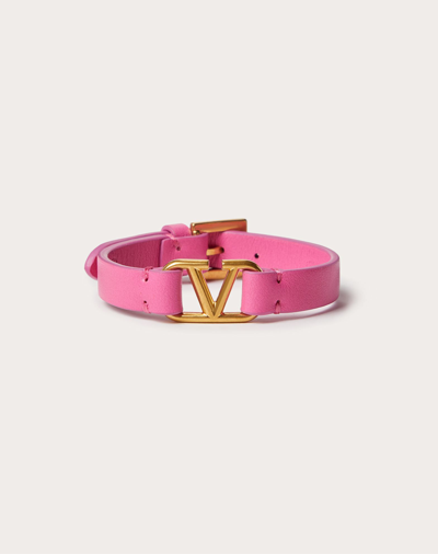 Shop Valentino Garavani Vlogo Signature Calfskin Bracelet In Pink