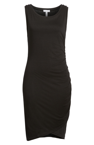 Shop Leith Ruched Body-con Sleeveless Dress In Black
