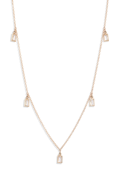 Shop Anzie Dew Drop Shaky Station Necklace In Yellow Gold/ White