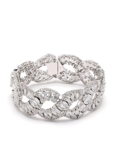 Shop Swarovski Hyperbola Wave Crystal Bracelet In Silver