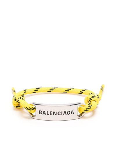 Shop Balenciaga Plate Shoelace Bracelet In Silver