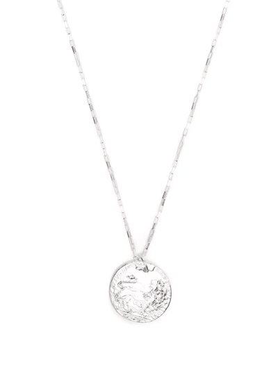 Shop Alighieri Medium The Snow Lion Medallion Necklace In Silver
