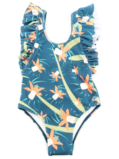 Shop Brigitte Floral-print Swimsuit In Blue