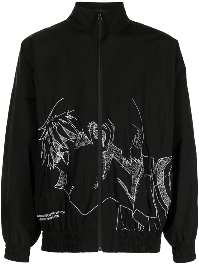 Shop Undercover X Neon Genesis Evangelion Embroidered Shell Track Jacket In Black