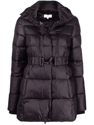 Shop Patrizia Pepe Hooded Belted Padded Jacket In Black
