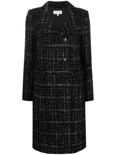 Shop Patrizia Pepe Bouclé Wool-blend Single-breasted Coat In Black