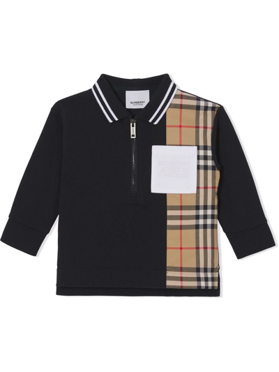 Shop Burberry Vintage Check-panel Polo Shirt In Black