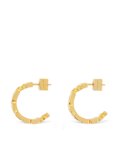 Shop Burberry Logo Hoop Small Earrings In Gold