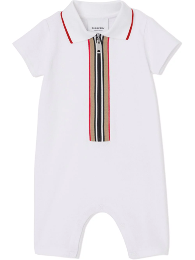 Shop Burberry Icon Stripe Polo Playsuit In White