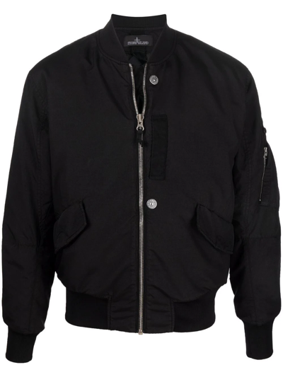 Shop Stone Island Shadow Project Quilted-lining Bomber Jacket In Black